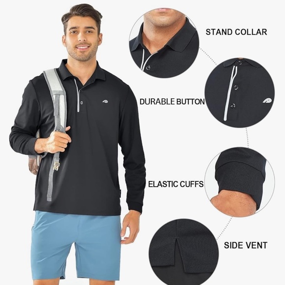 🆕 ALLZERO Mens Golf Polo Quick Dry Shirt Size XL (gray) - Picture 11 of 12